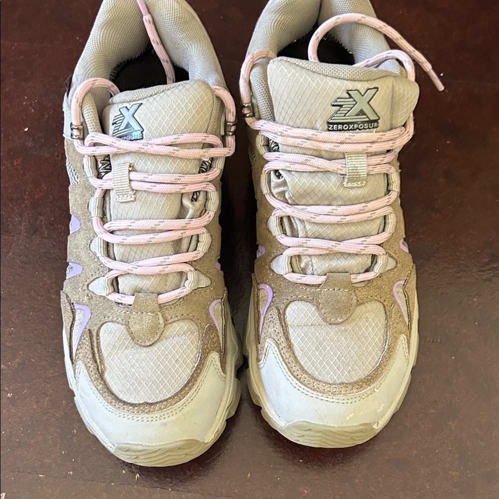 ZeroXposur Women's Taupe Sneakers with Lavendar Accents